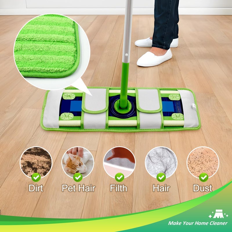 GFRED 4 Pack Microfiber Mop Pads for Swiffer XL Mops Reusable Wet and Dry Mopping Cloths Compatible with Swiffer Sweeper XL,Washable XL Mop Refill Replacement for All Hardwood Dry & Wet Cleaning - Image 4